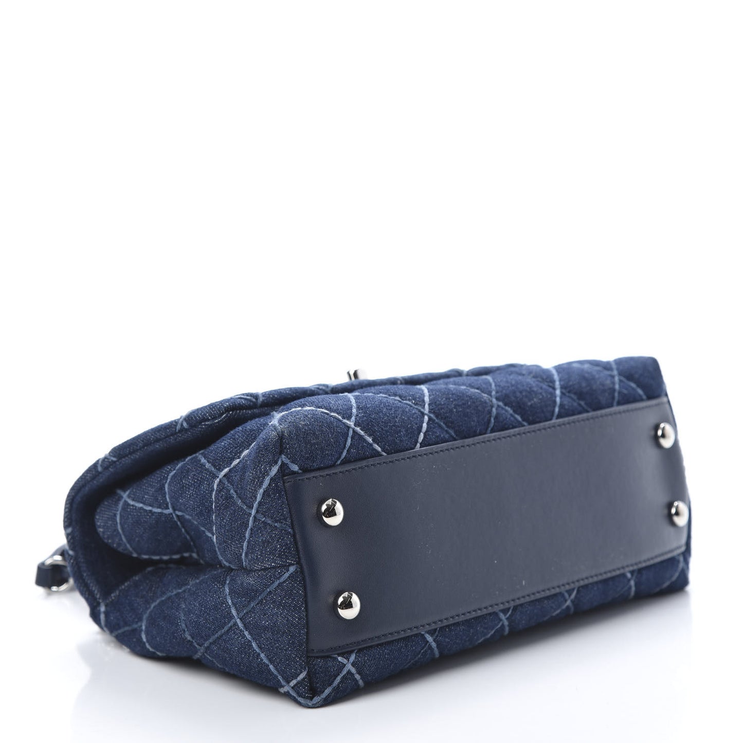 Denim Quilted Mini Coco Handle Flap Blue
