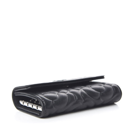 Chanel Goatskin Camellia Embossed 4 Key Holder Black 4 of 9