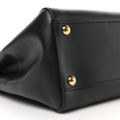 Fendi Vitello Morgan Fabric Jacquard Pequin Medium Peekaboo Iconic Satchel Black Tobacco 7 of 8