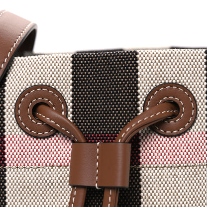 Burberry Giant Check Canvas Small Bucket Bag Taupe Brown 9 of 11