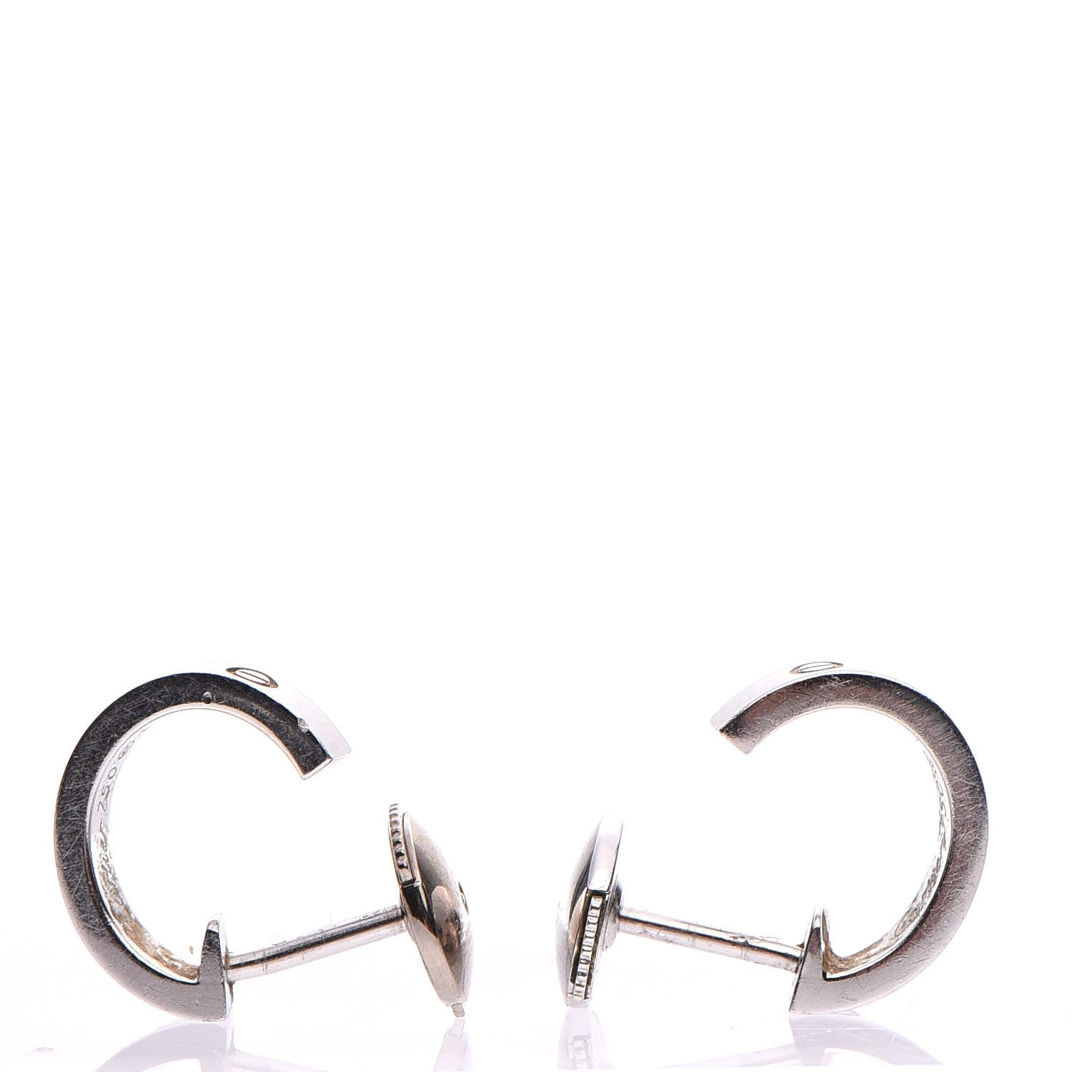 Cartier 18K White Gold Small LOVE Hoop Earrings 4 of 9