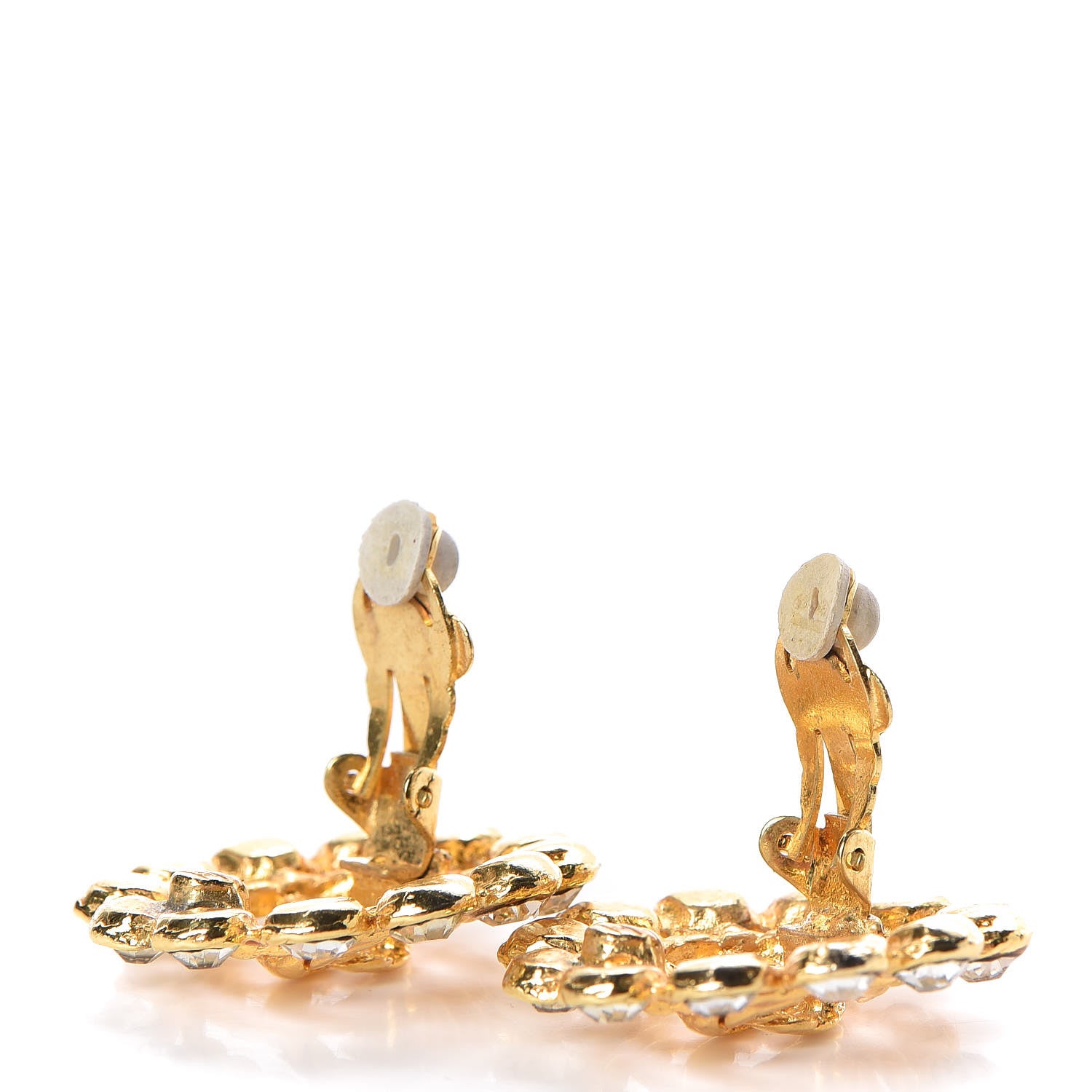 Chanel Crystal CC Clip On Earrings Gold 4 of 4