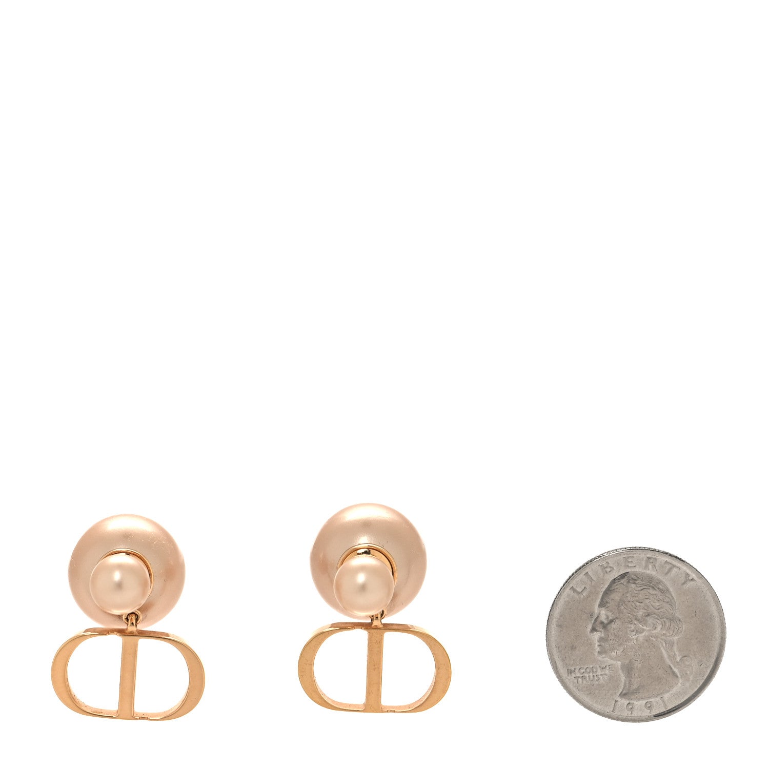 Christian Dior Metal Pearl Tribales Earrings Pink Gold 2 of 5