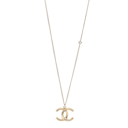 Chanel Pearl Crystal Leaf CC Necklace Gold 1 of 7