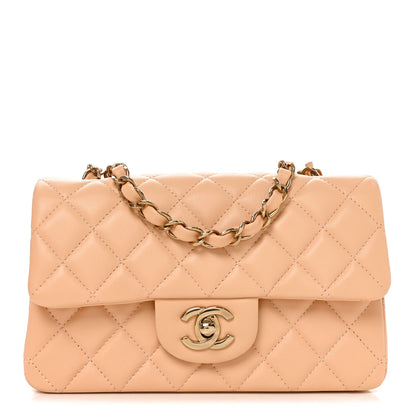Chanel Lambskin Quilted Mini Rectangular Flap Beige 1 of 11