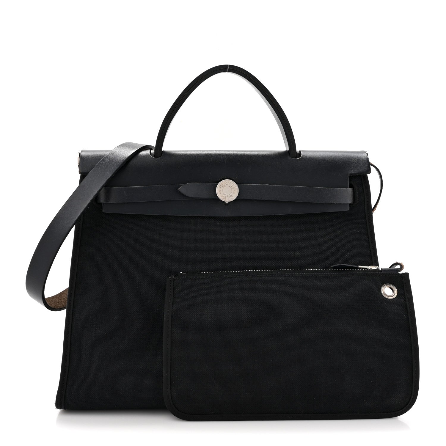 Hermes Military Toile Vache Hunter Herbag Zip PM 31 Black 3 of 19