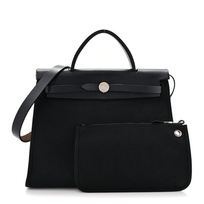 Hermes Military Toile Vache Hunter Herbag Zip PM 31 Black 3 of 19