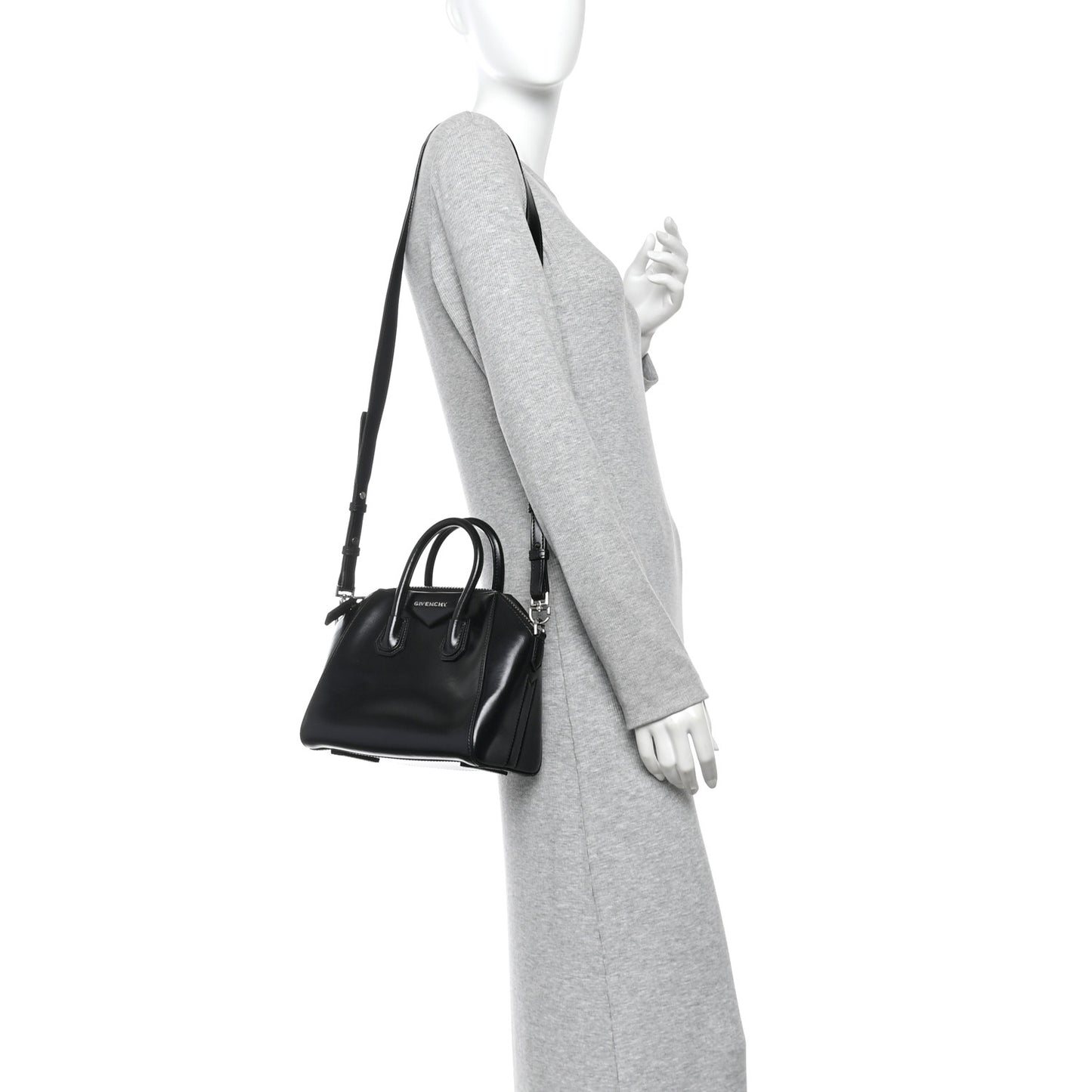 Shiny Lord Calfskin Mini Antigona Black