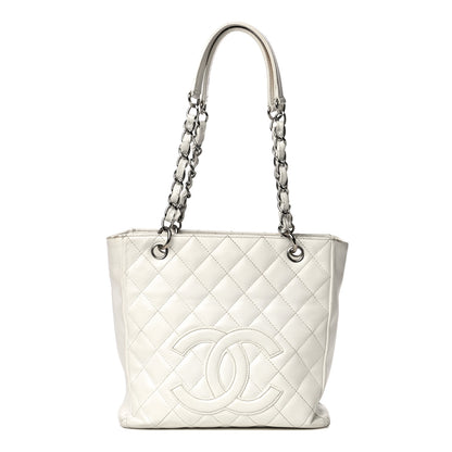 Chanel Caviar Quilted Petit Shopping Tote PST White 1 of 38
