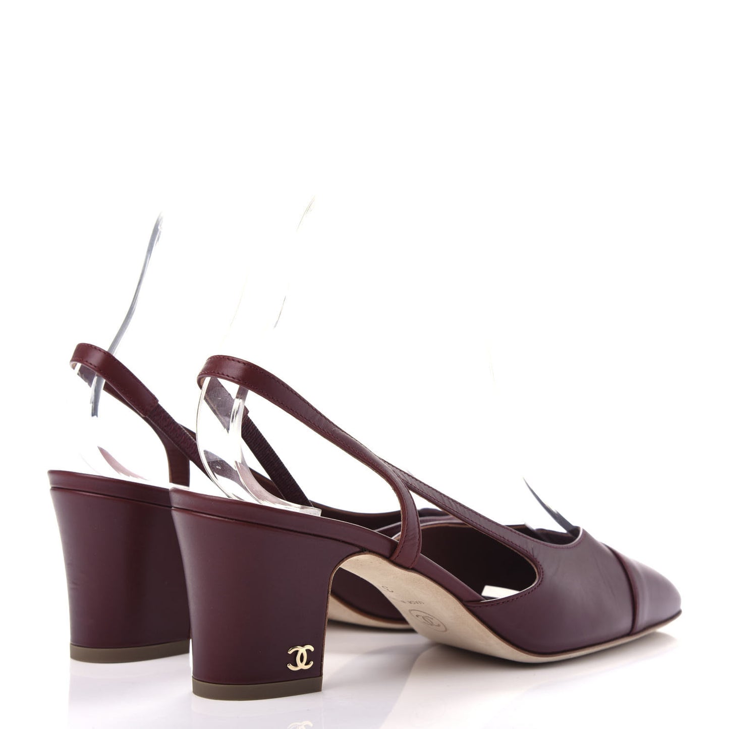 Calfskin Cap Toe CC Slingback Pumps 37 Brown