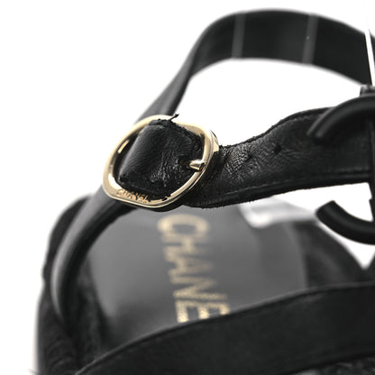 Chanel Lambskin Espadrille Sandals 38 Black 11 of 14