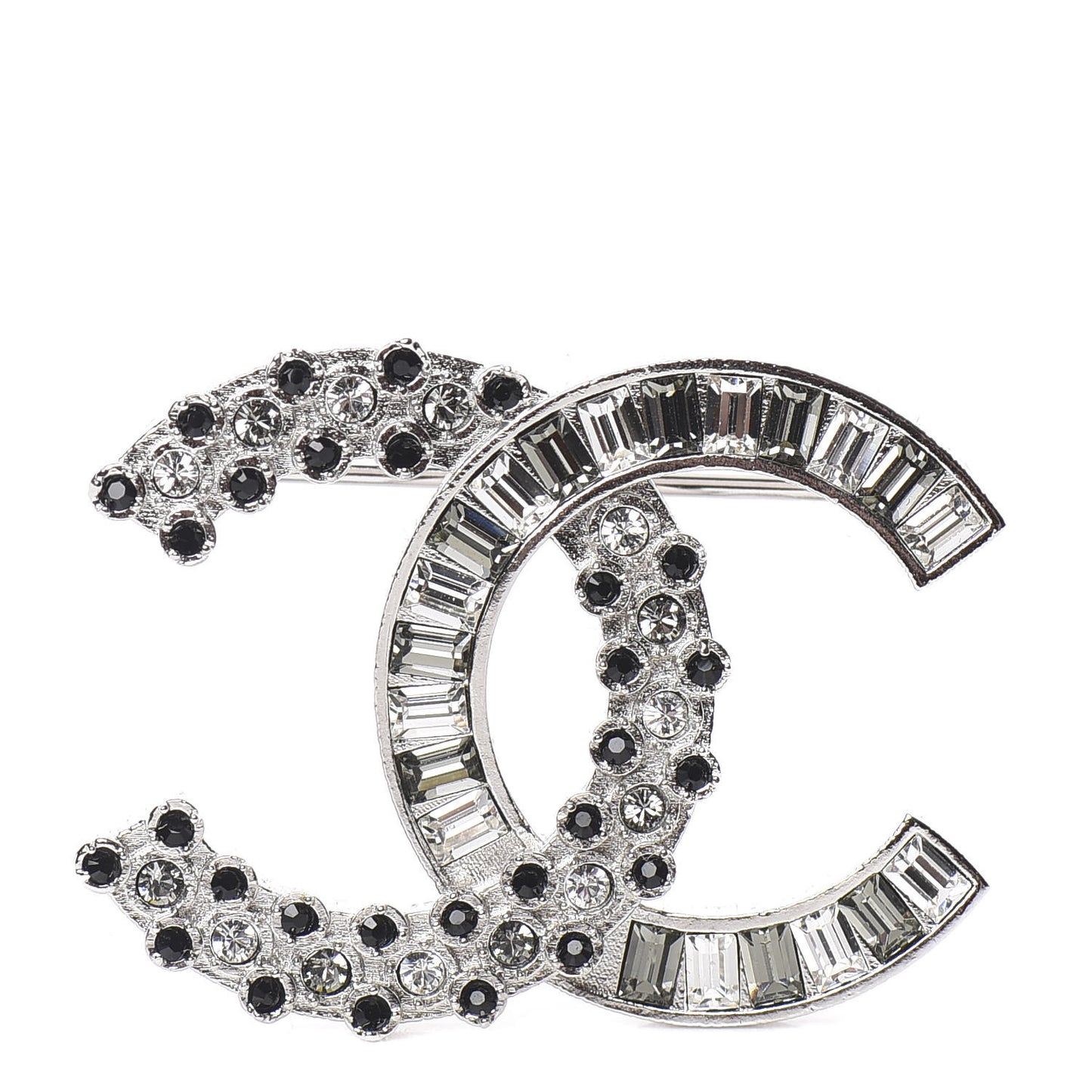 Baguette Crystal CC Brooch Green Black