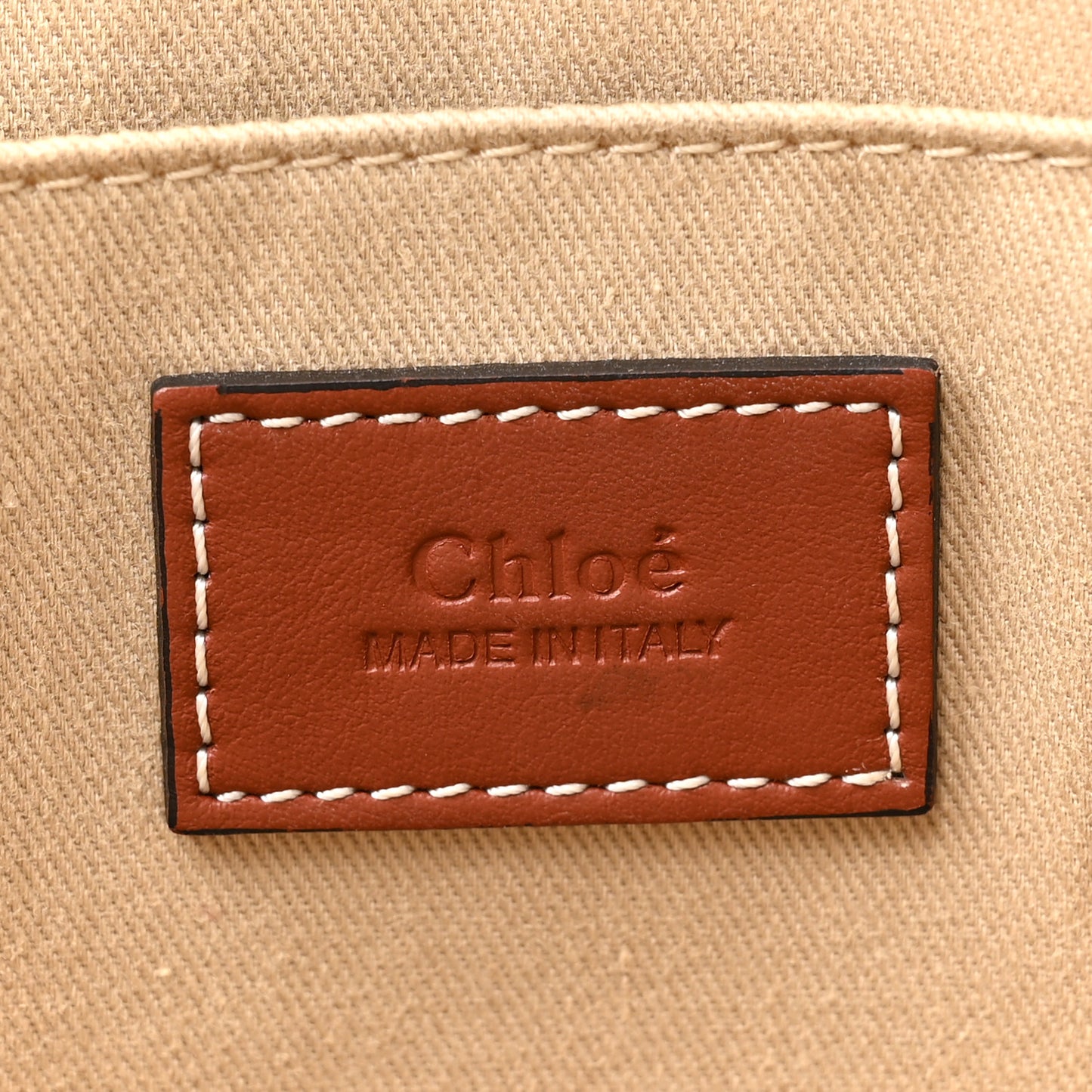 Cotton Calfskin Large Woody Ribbon Tote White Brown