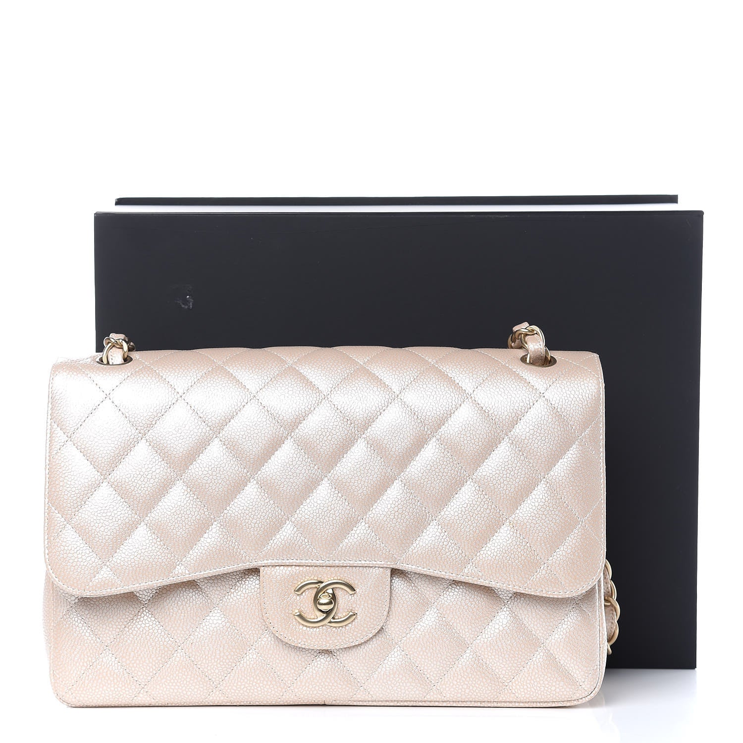 Chanel Pearly Caviar Quilted Jumbo Double Flap Light Beige 15 of 15
