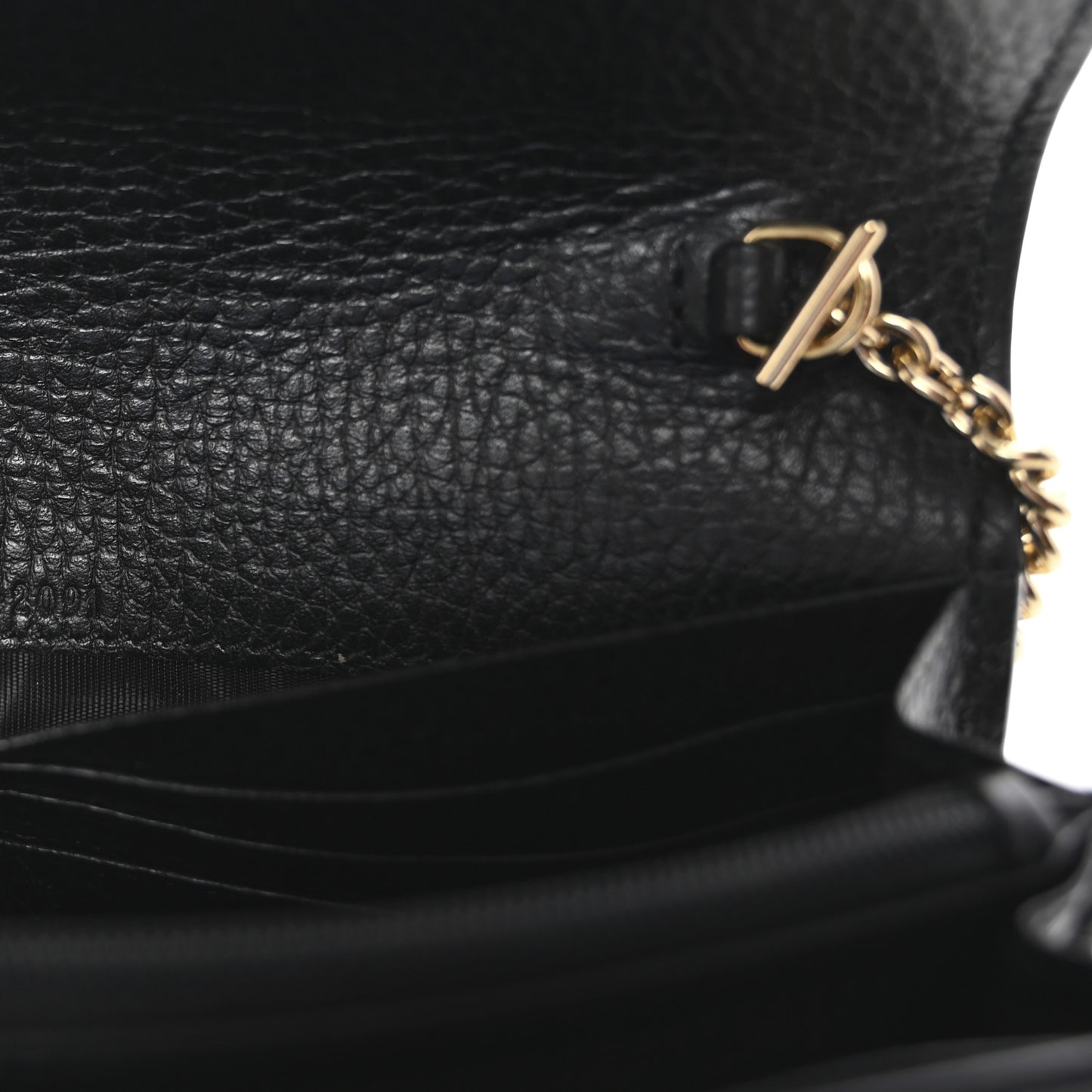 Dollar Calfskin GG Supreme Monogram Petite GG Marmont Wallet Chain Bag Black Beige Ebony