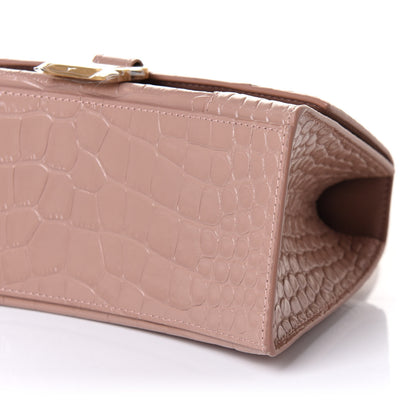 Balenciaga Shiny Calfskin Crocodile Embossed Small Hourglass Top Handle Bag Nude Beige 8 of 8