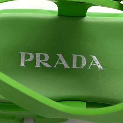 Prada Foam Rubber Metal Triangle Logo Womens Monolith 55mm Cage Sandals 39 Mela 9 of 10