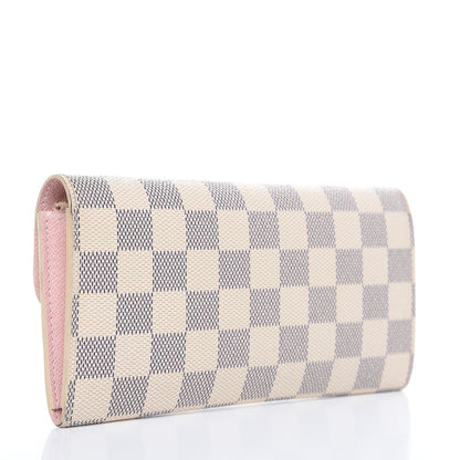 Louis Vuitton Damier Azur Emilie Wallet Rose Ballerine 3 of 14