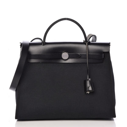 Hermes Military Toile Vache Hunter Herbag Zip PM 31 Black 4 of 14