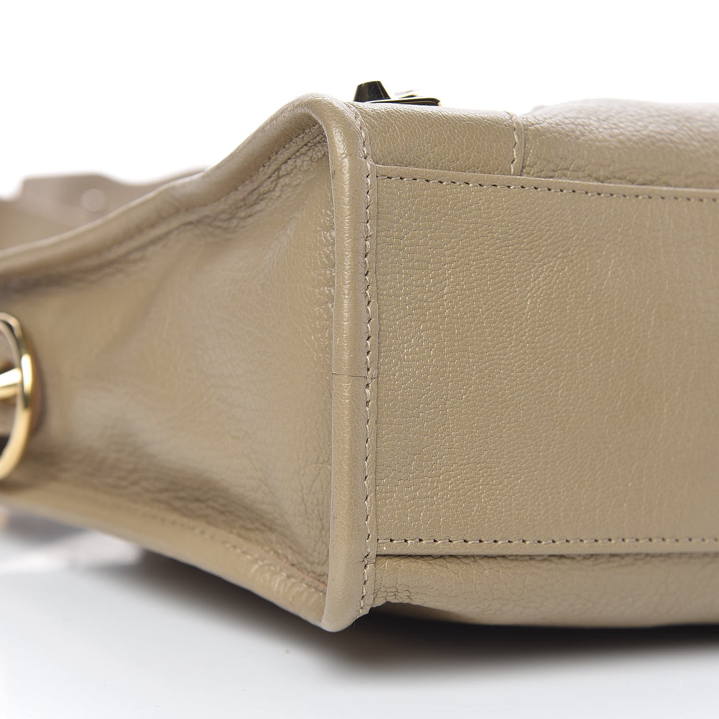 Chevre Gold Metallic Edge Hardware S City Beige Latte