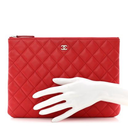Chanel Lambskin Quilted Medium Cosmetic Case Red 2 of 12