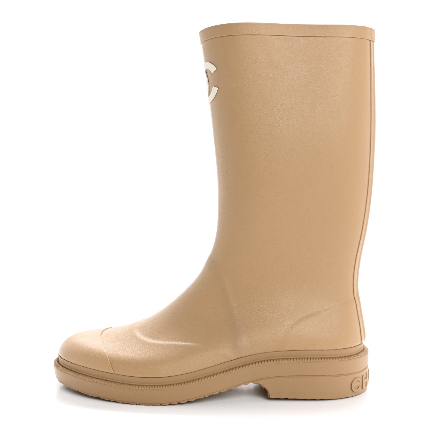 Chanel Caoutchouk CC High Boots 42 Beige 1 of 8