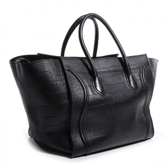Celine Crocodile Embossed Large Phantom Luggage Black 3 of 8