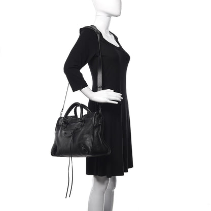 Balenciaga Shiny Grained Goatskin Black Metallic Edge City Black 2 of 9