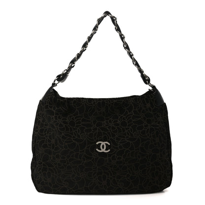 Chanel Suede Camellia Hobo Bag Black 1 of 19