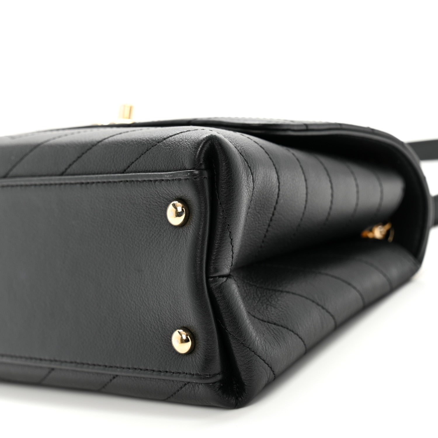 Chanel Grained Calfskin Small Chevron Chic Top Handle Flap Black 10 of 11