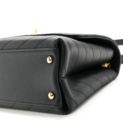 Chanel Grained Calfskin Small Chevron Chic Top Handle Flap Black 10 of 11