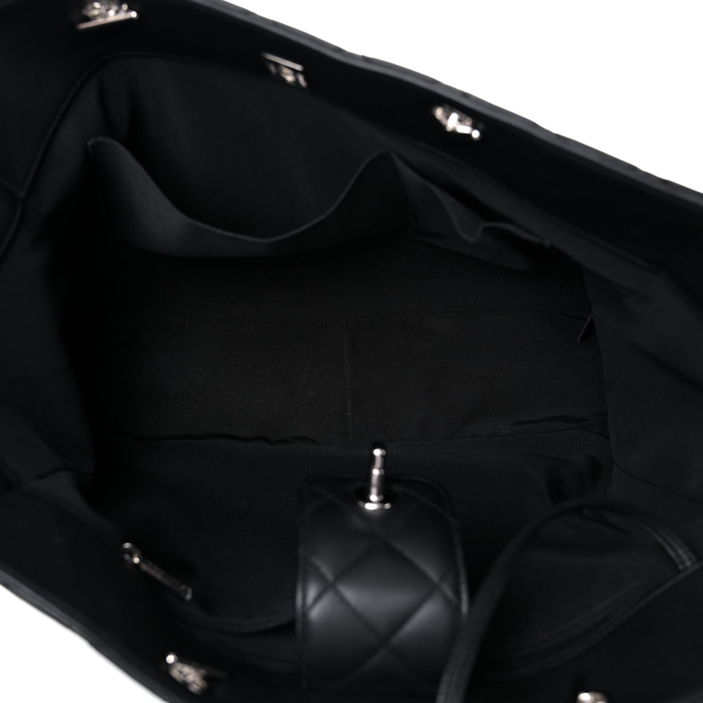 Calfskin Quilted Large Classic Shopping Tote Black