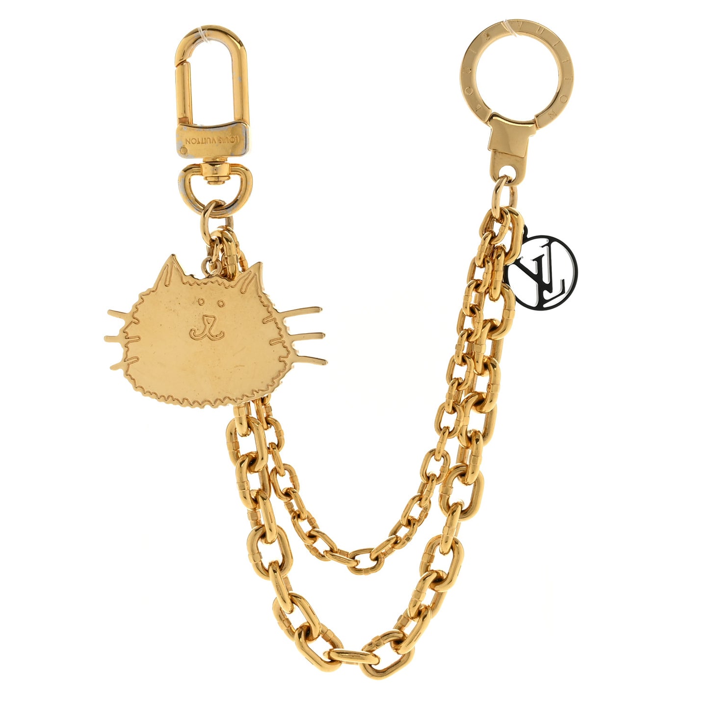 Catogram Cat Key Chain Bag Charm Gold Black