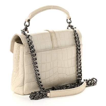Saint Laurent Calfskin Crocodile Embossed Medium College Monogram Satchel Porcellana 3 of 16