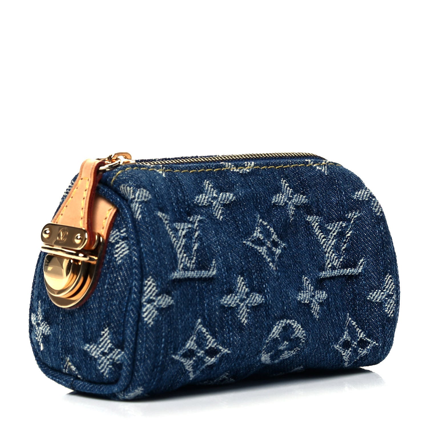 Louis Vuitton Monogram Denim Pochette Speedy PM Key Holder Blue 3 of 6