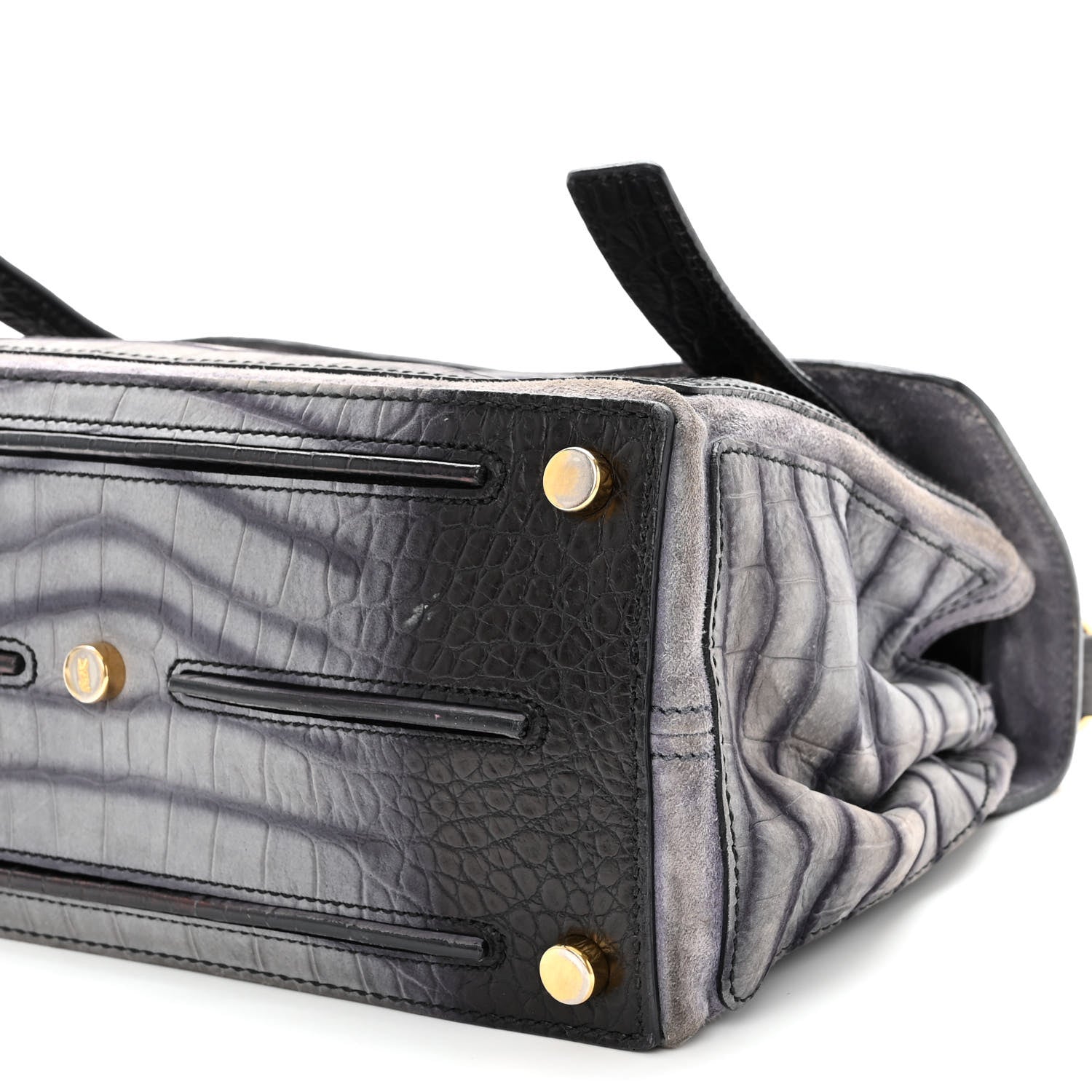 Saint Laurent Nubuck Calfskin Crocodile Embossed Small Muse Two Grey 9 of 14
