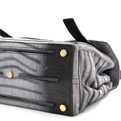 Saint Laurent Nubuck Calfskin Crocodile Embossed Small Muse Two Grey 9 of 14
