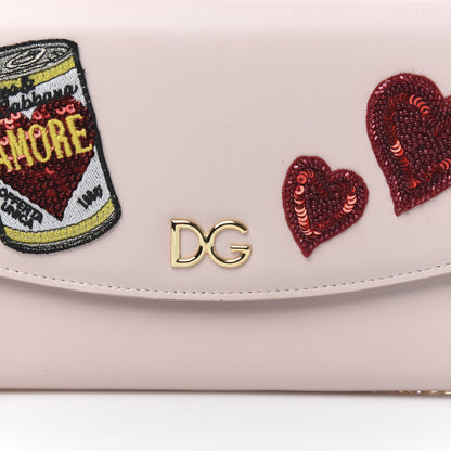 Dolce & Gabbana Vitello Embroidered Amore Wallet On Chain Light Pink 10 of 10