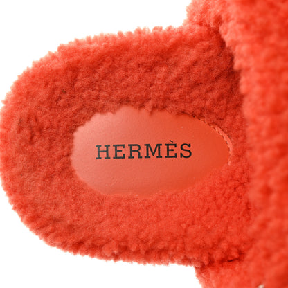 Hermes Woolskin Womens Chypre Sandals 35 Orange 6 of 11