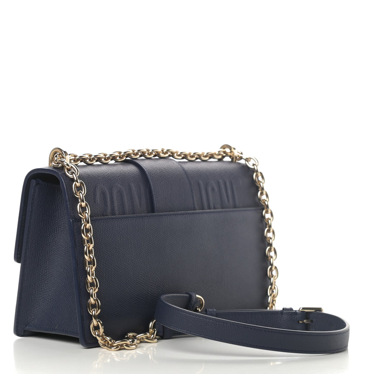 Grained Calfskin 30 Montaigne Chain Flap Bag Navy