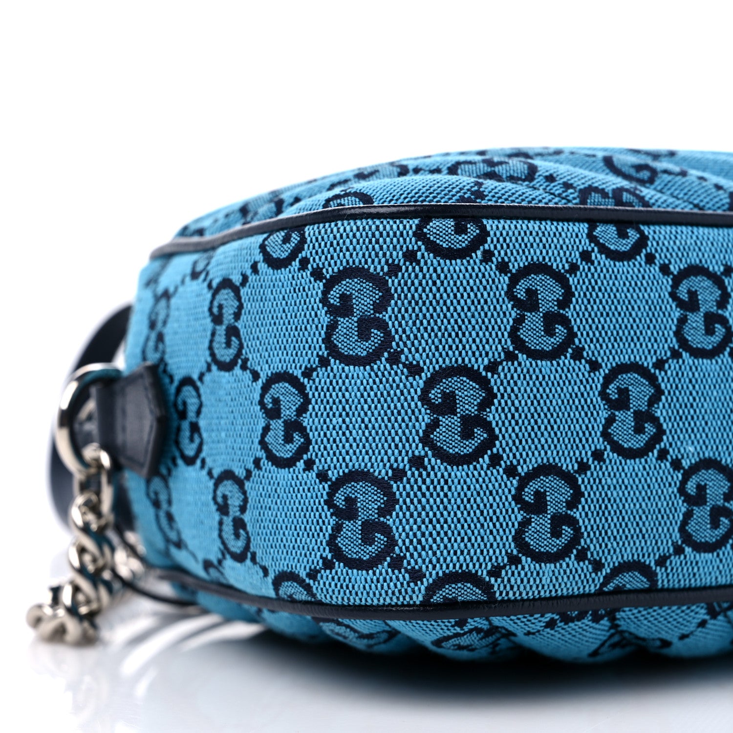 Gucci Monogram Multicolor Matelasse Diagonal Small GG Marmont Chain Shoulder Bag Light Blue 8 of 9