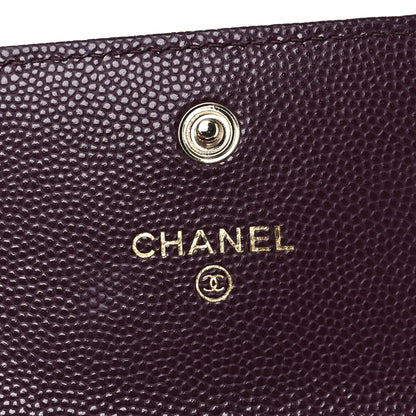 Chanel Caviar Quilted Chain CC Quilted Compact Flap Card Holder Dark Burgundy 6 of 9