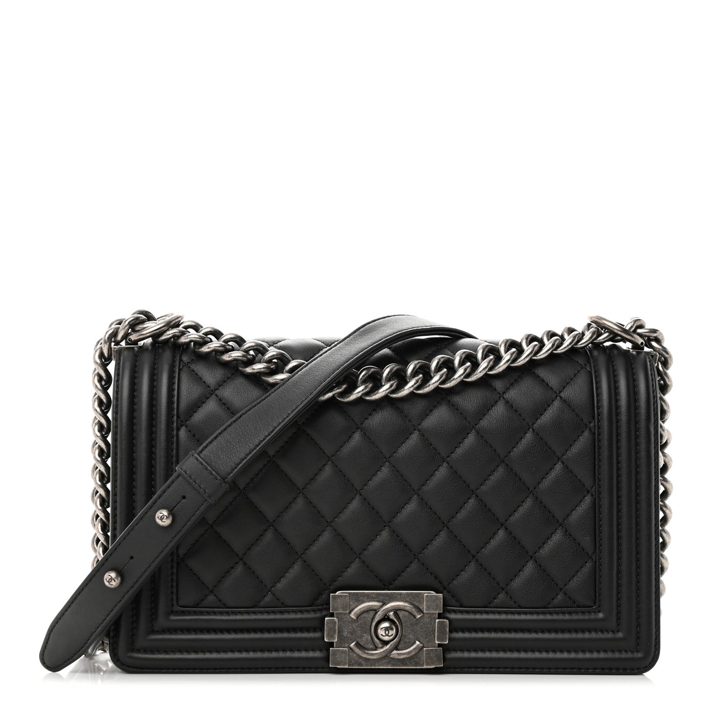 Calfskin Quilted Medium Boy Flap Black
