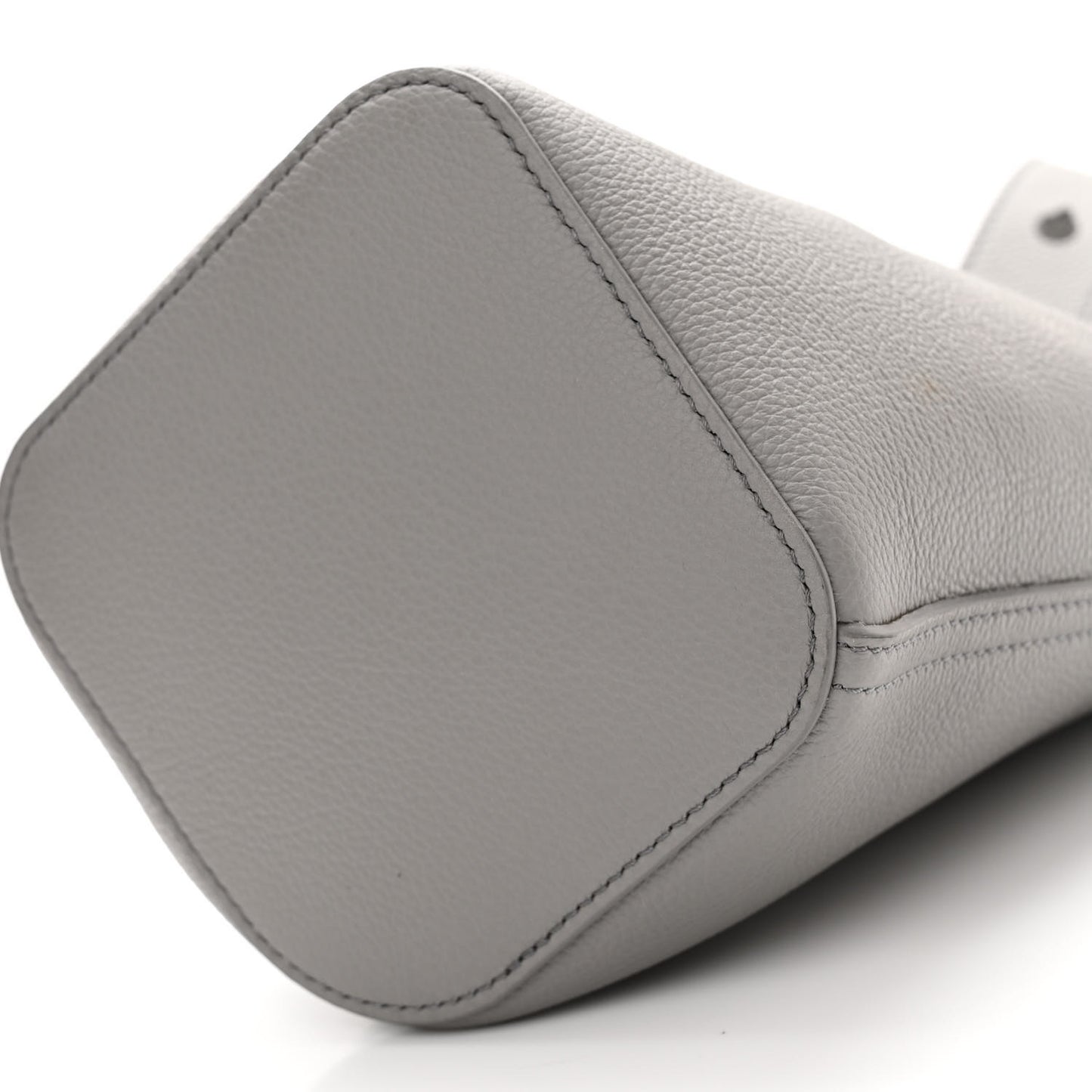 Soft Grained Calfskin Mini Pebble Bucket Bag Pearl Grey