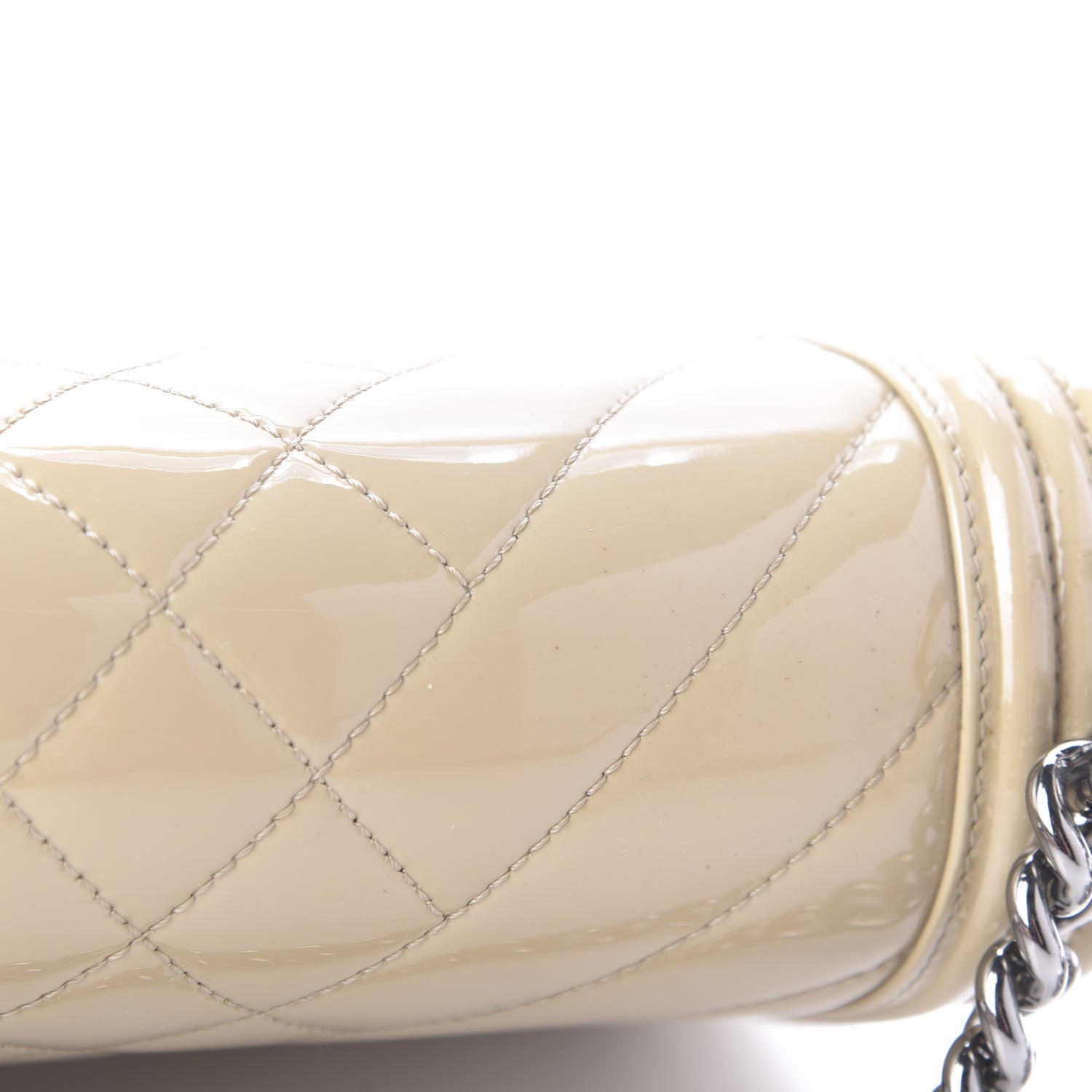 Chanel Patent Chevron Quilted New Medium Boy Flap Light Beige 11 of 13