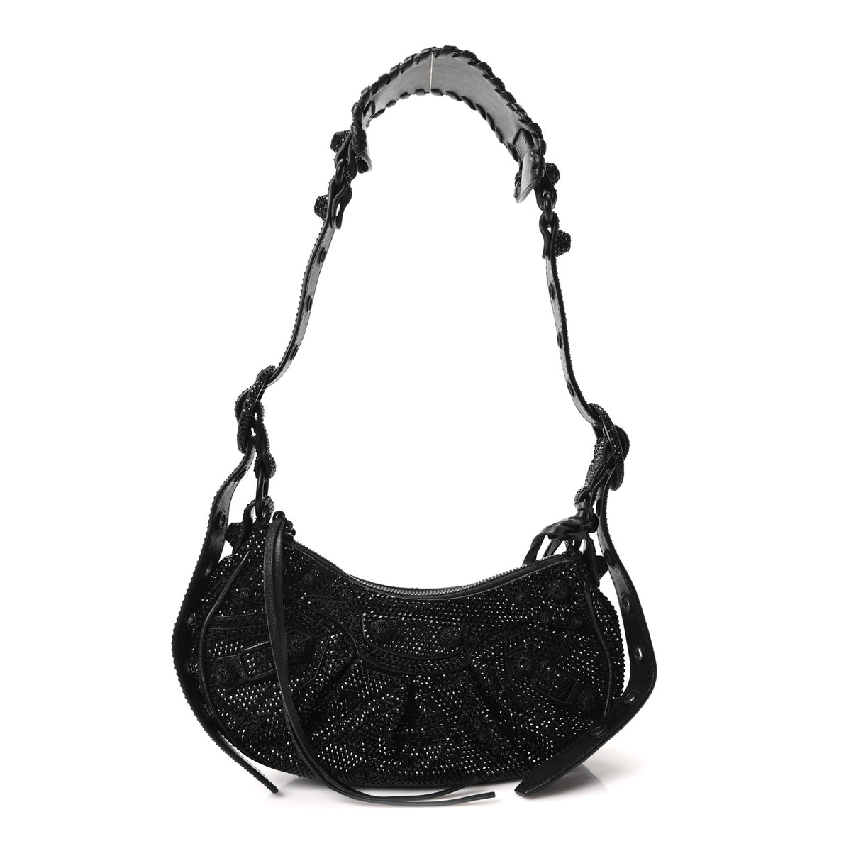 Balenciaga Strass Suede Le Cagole Shoulder Bag XS Black Jet 1 of 11