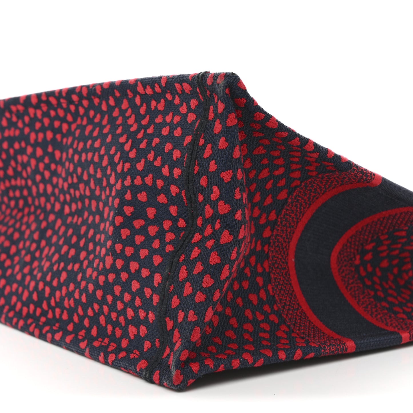 Canvas Embroidered Pop Heart I Love Paris Medium Book Tote Red Multicolor