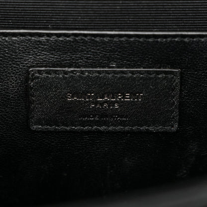 Saint Laurent Grain De Poudre Textured Mixed Matelasse Triquilt Medium Monogram Monochrome Satchel Black 6 of 8