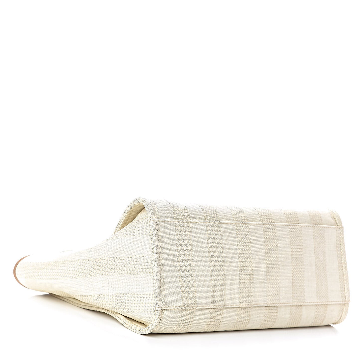 Straw Raffia Calfskin Striped Large Deauville Tote Beige
