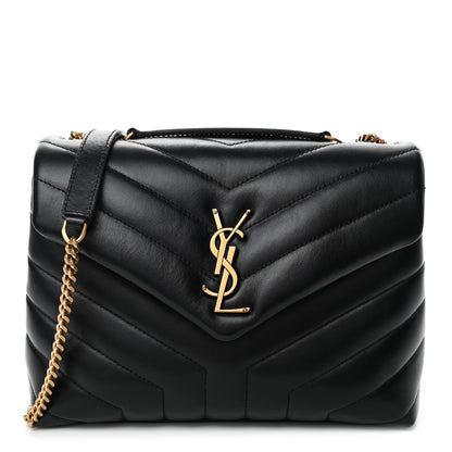 Saint Laurent Calfskin Y Quilted Monogram Small Loulou Chain Satchel Black 1 of 4